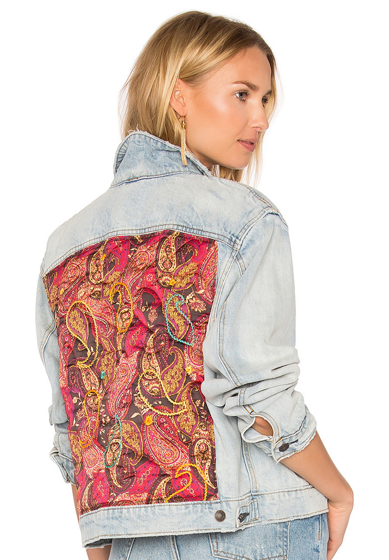 PAISLEY QUILTED DENIM JACKET FREE PEOPLE